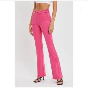 VTG Y2K Cello Raspberry Pink Barbie Flare High Rise Jeans Size 11